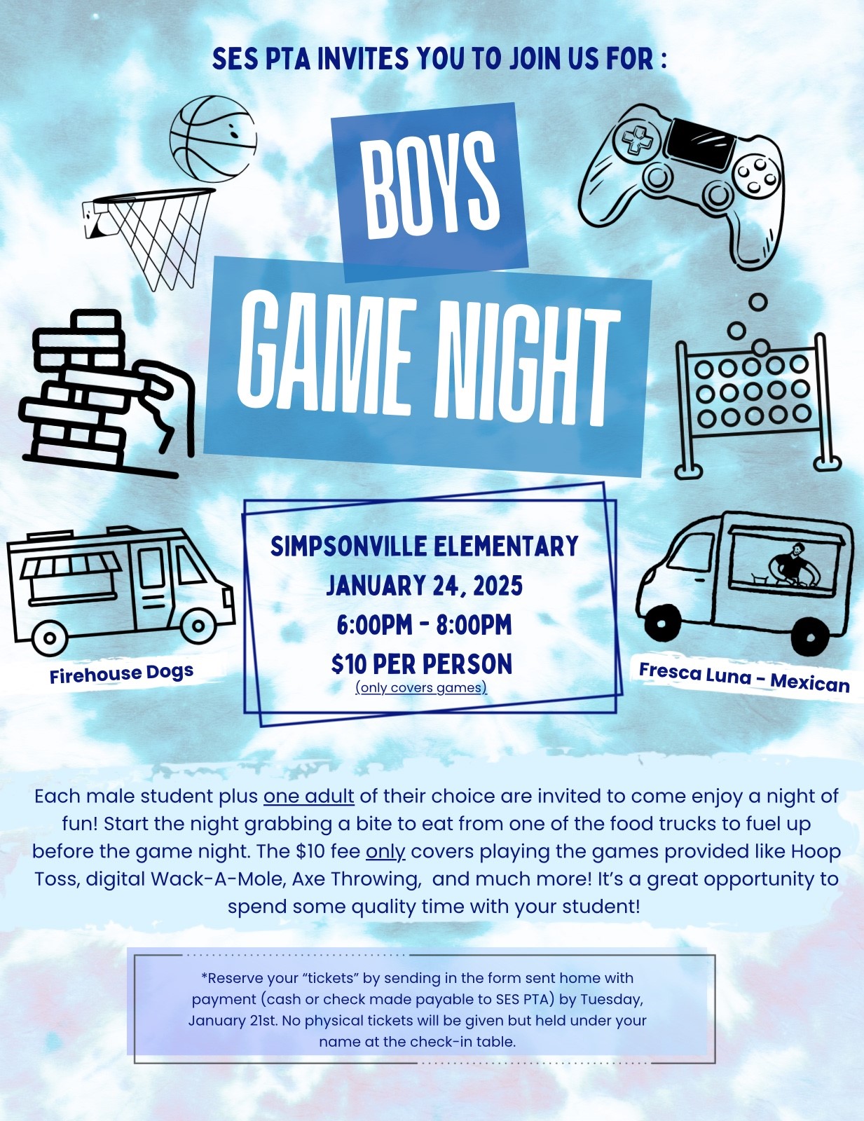 Boys Game Night 01/24/25 $10 Admission